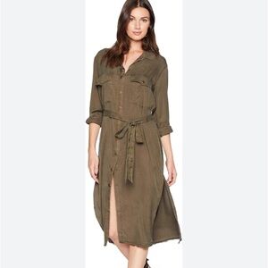 Sanctuary Clothing Boyfriend For Life Midi Shirt Dress Duster Frayed Hem